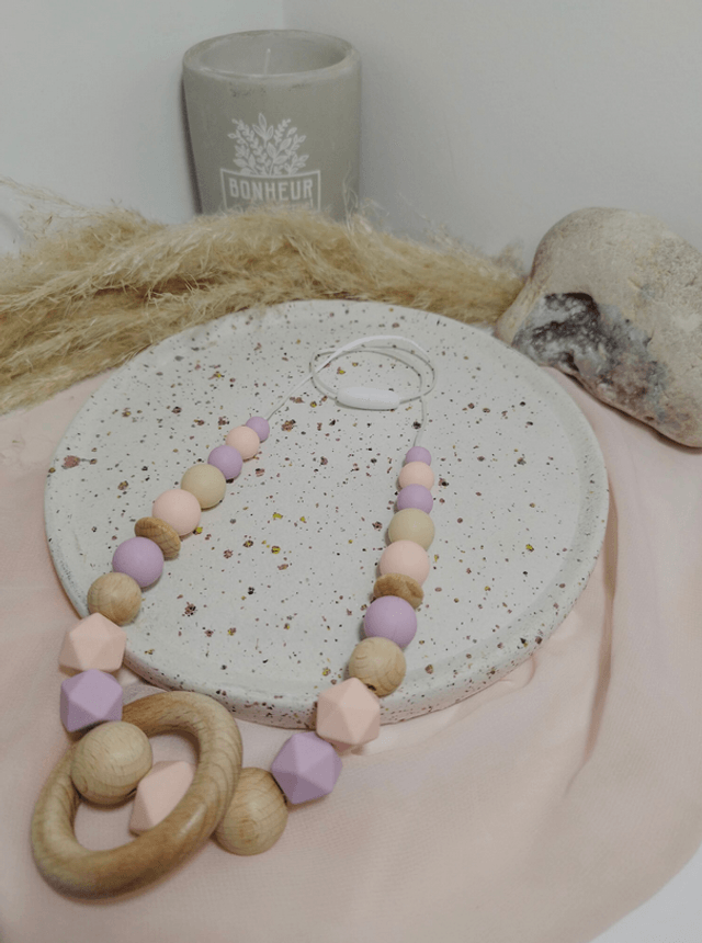 Lilas Wood - Collier d'allaitement, de portage et de dentition en silicone 