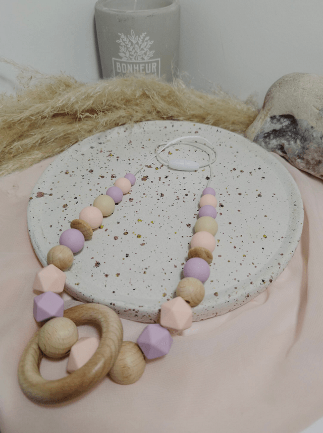 Lilas Wood - Collier d'allaitement, de portage et de dentition en silicone 