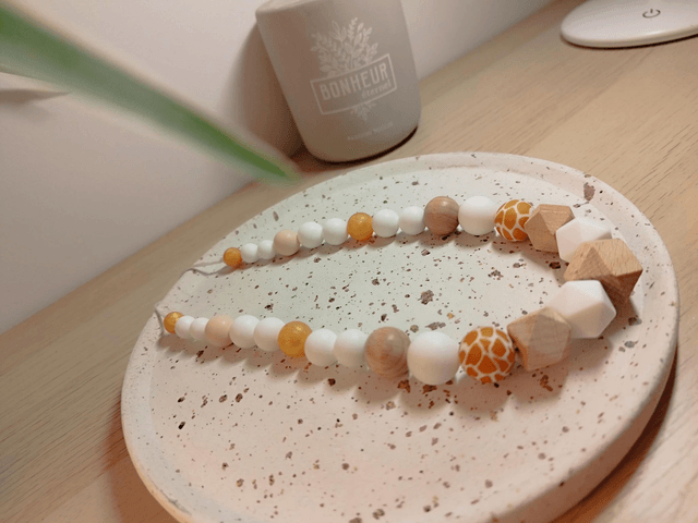Safari Chic - Collier d'Allaitement, de Portage et de Dentition en Silicone Alimentaire et Bois