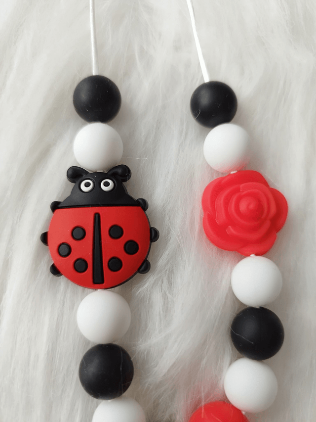 Collier fille Lady Bug - collier à macher Coccinelle en perles 