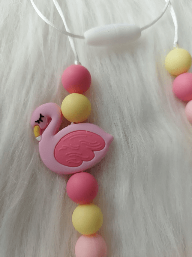 Collier Flamand Rose - collier à macher fille -  perles en silicone alimentaire