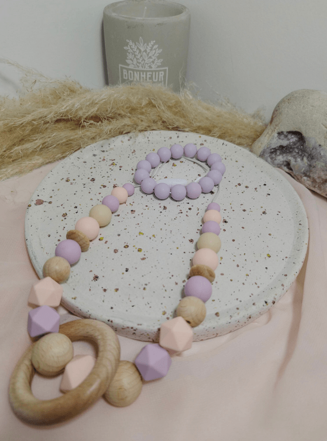 Lilas Wood - Collier d'allaitement, de portage et de dentition en silicone 