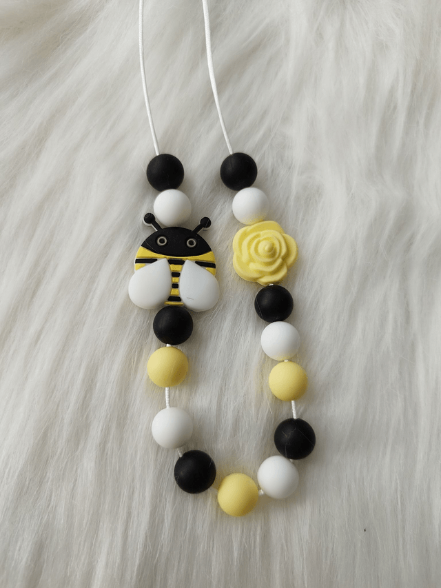 Collier Bee - collier à macher Abeille en perles 