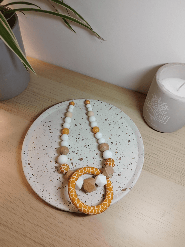 Safari Chic - Collier d&#039;Allaitement, de Portage et de Dentition en Silicone Alimentaire et Bois
